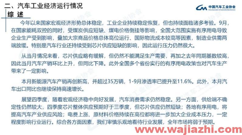 中汽协：9月汽车产销同比分别下降17.9%和19.6%