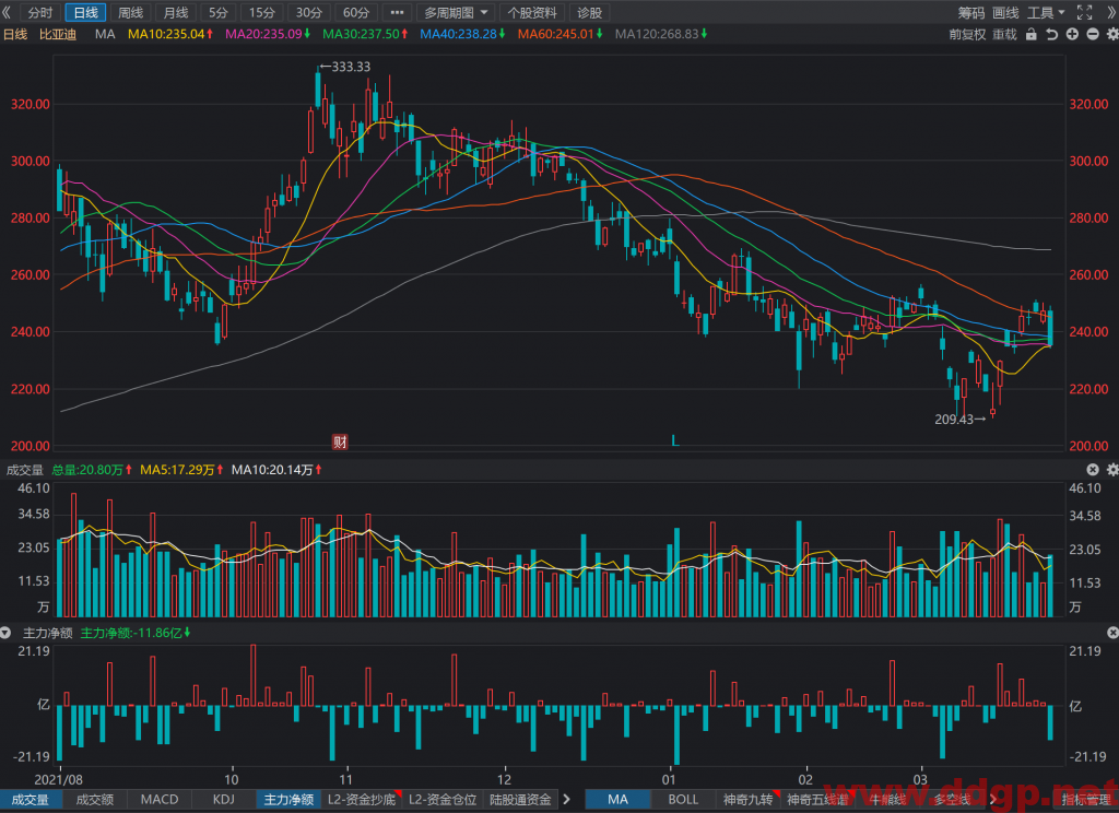 比亚迪今日股价下跌4.76%，全天成交量49.58亿元