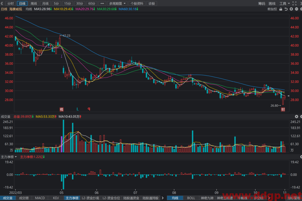 海康威视：2022年Q3实现归母净利润30.81亿元，YoY-31.29%