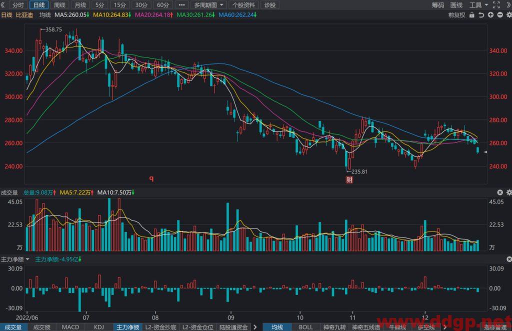 比亚迪股价趋势预测及交易策略-2022.12.23