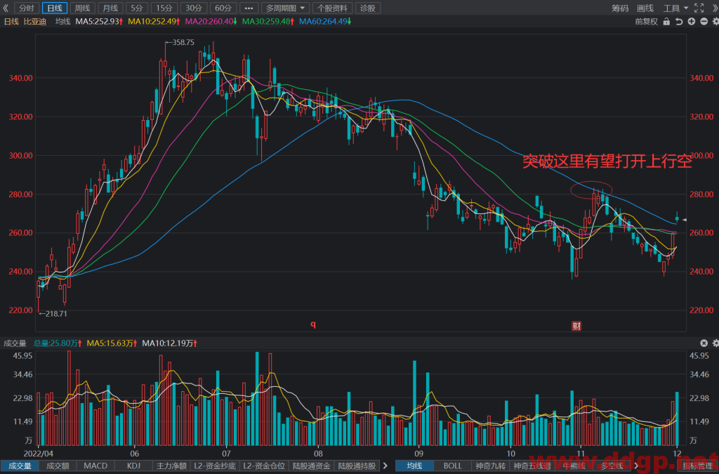 比亚迪股价趋势预测及交易策略-2022.12.01