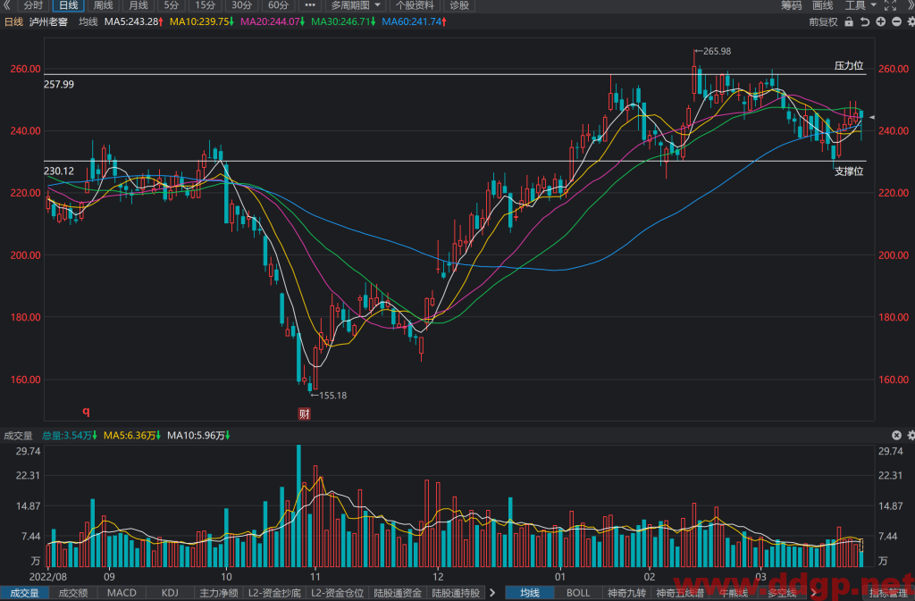 泸州老窖股价趋势,目标价,止损价,支撑位,压力位预测和K线形态及财报分析-2023.3.27