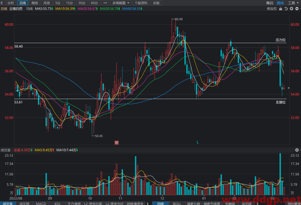 云南白药股价趋势预测，技术和基本面分析-2023.3.9