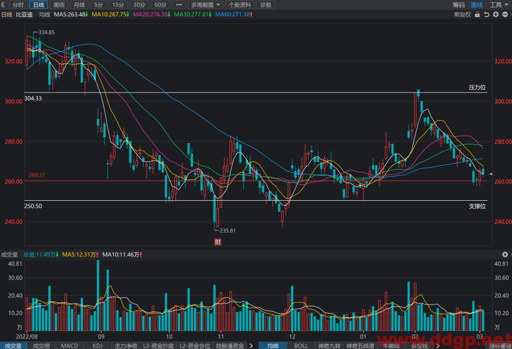 比亚迪股价趋势预测，技术和基本面分析-2023.3.2