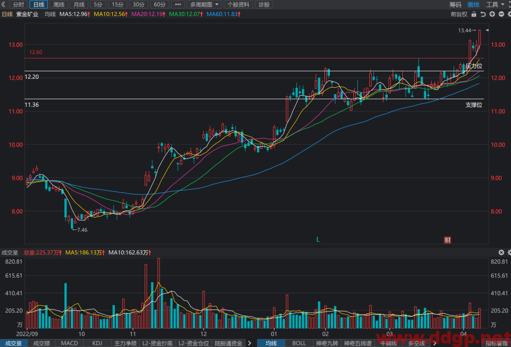 紫金矿业股价趋势,目标价,止损价预测和K线形态及财报分析-2023.4.11