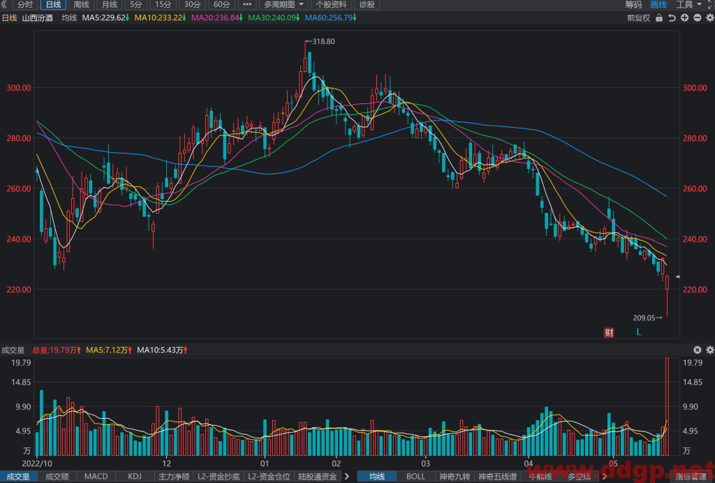 山西汾酒股票行情,趋势,目标价,止损价,财报分析预测-2023.5.22