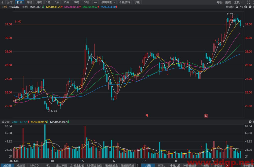 中国神华(601088)股票最新行情,股价,财务报表,走势图,目标价,技术分析预测