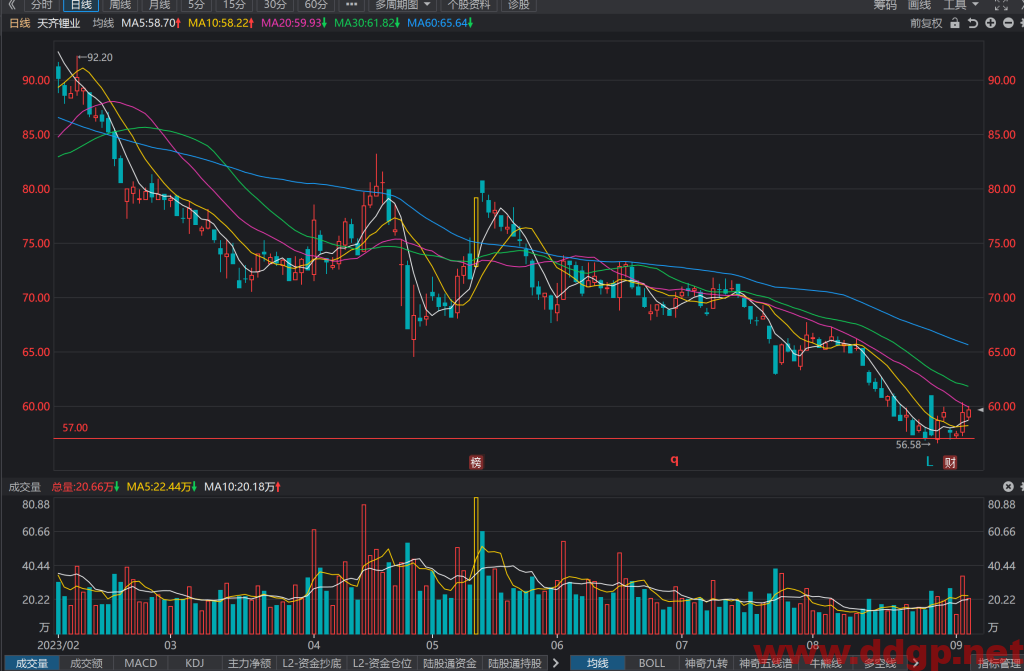 天齐锂业股票行情,财务报表,走势图,目标价,技术分析-2023年9月5日