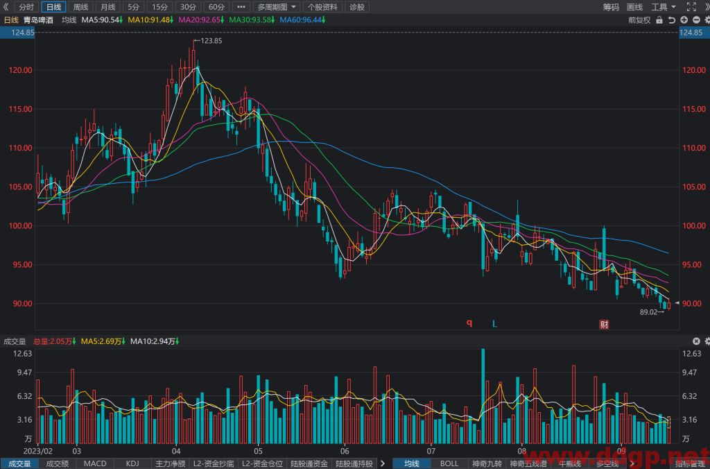 青岛啤酒(600600)股价趋势预测和K线图及财务报表分析-2023年9月18日