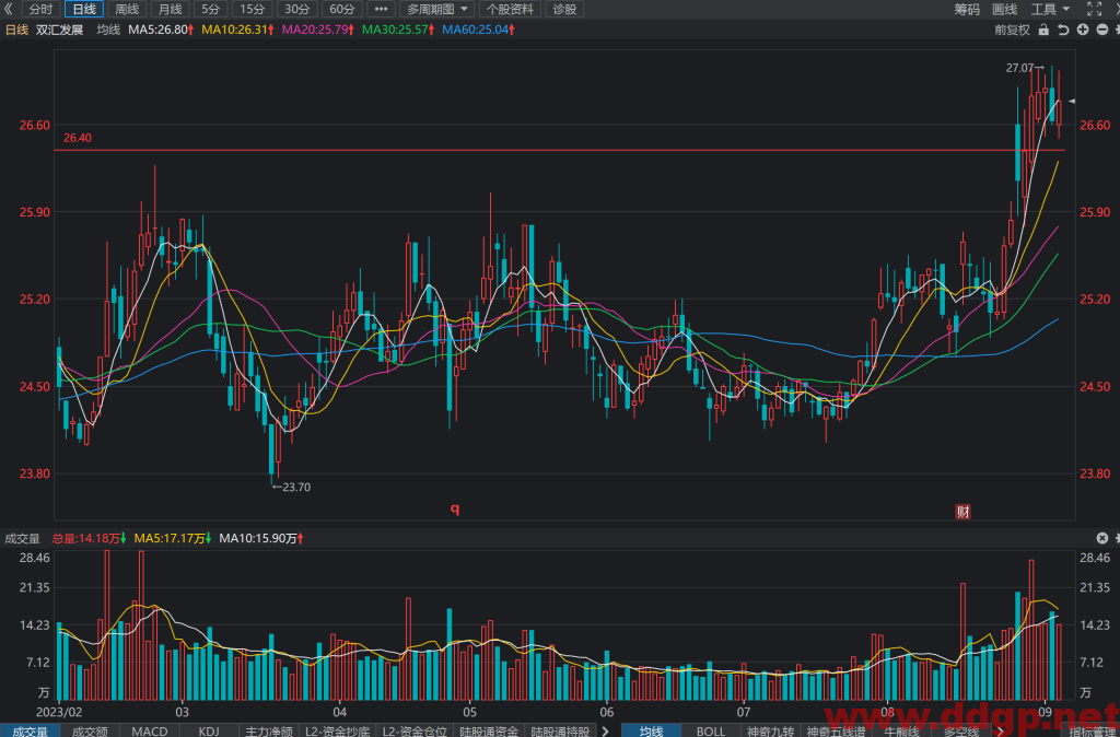 双汇发展股价趋势预测和K线图及财务报表分析-2023年9月05日