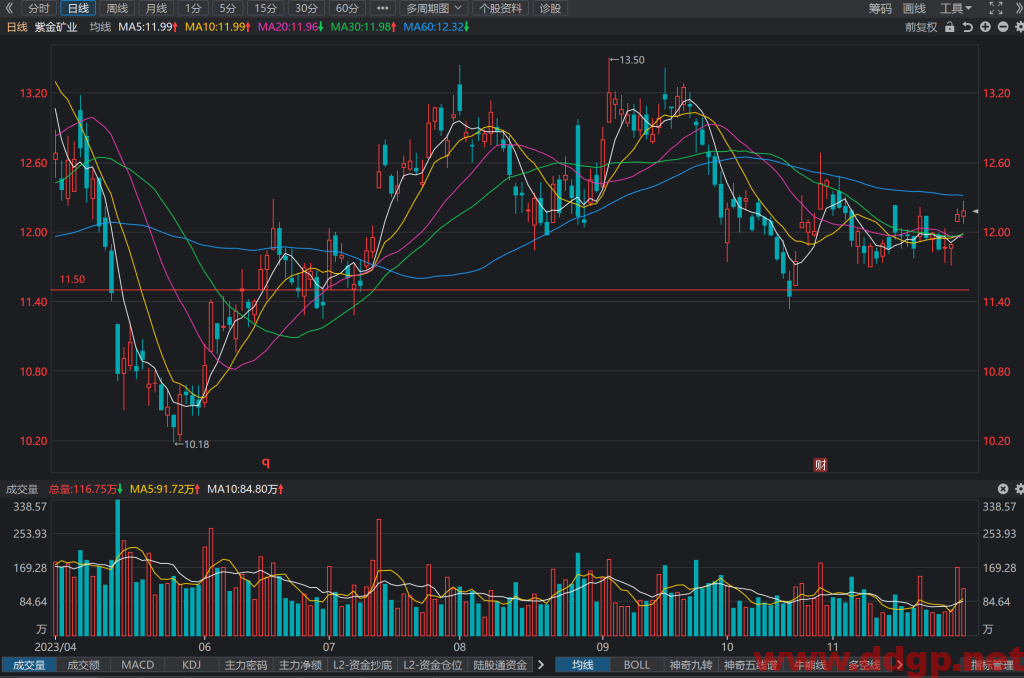 紫金矿业(601899)股价趋势预测和K线图及财务报表分析-2023年11月30日