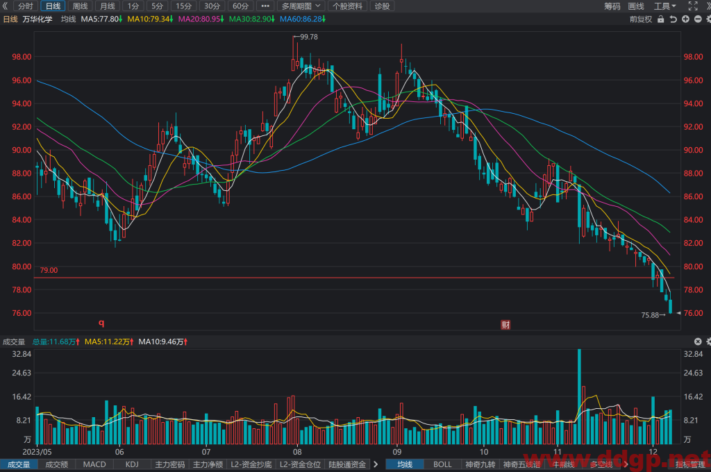 万华化学(600309)股价走势/财务报表/K线图/买入持有卖出分析预测-2023.12.7