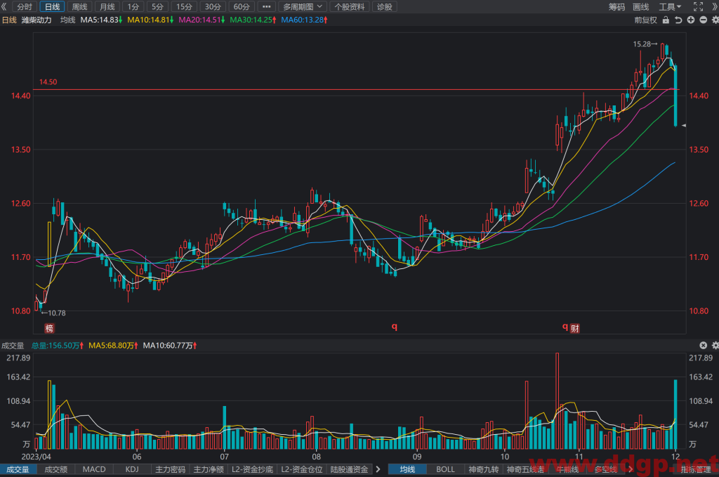 潍柴动力(000338)今日股价大跌，股价走势/财务报表/K线图分析预测