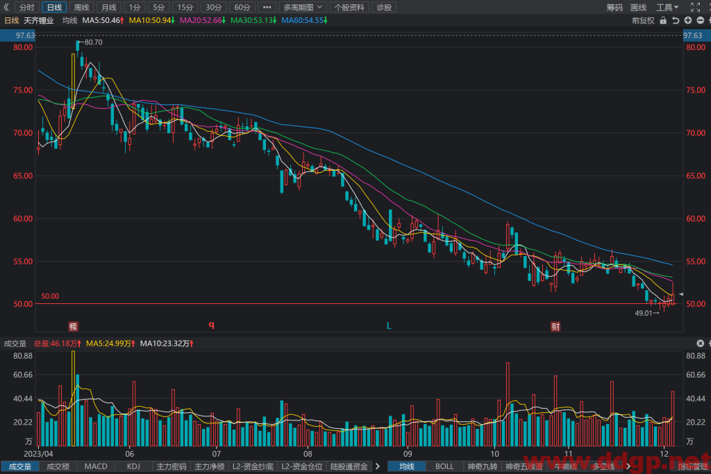 天齐锂业(002466)股价走势/财务报表/K线图/买入持有卖出分析预测-2023.12.5